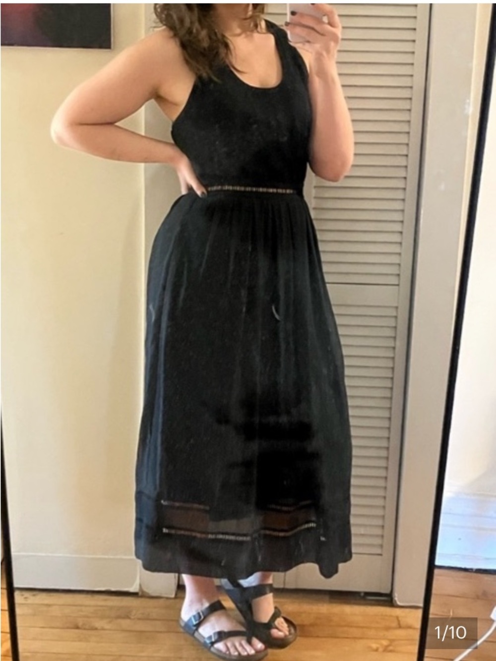 ATM Anthony Thomas Melillo Solid Black Cinch Waist Flowing Maxi Dress 12